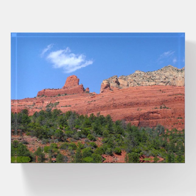 Steamboat Rock in Sedona Arizona Photography Paperweight (Front)