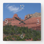 Steamboat Rock in Sedona Arizona Photography Square Wall Clock
