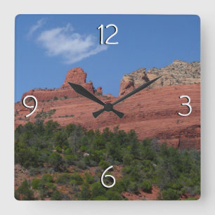 Steamboat Rock in Sedona Arizona Photography Square Wall Clock