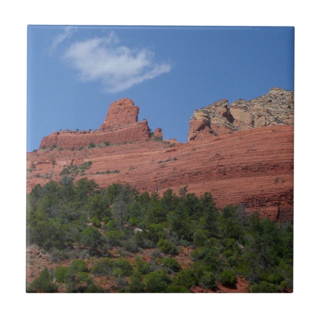 Steamboat Rock in Sedona Arizona Photography Tile (Front)