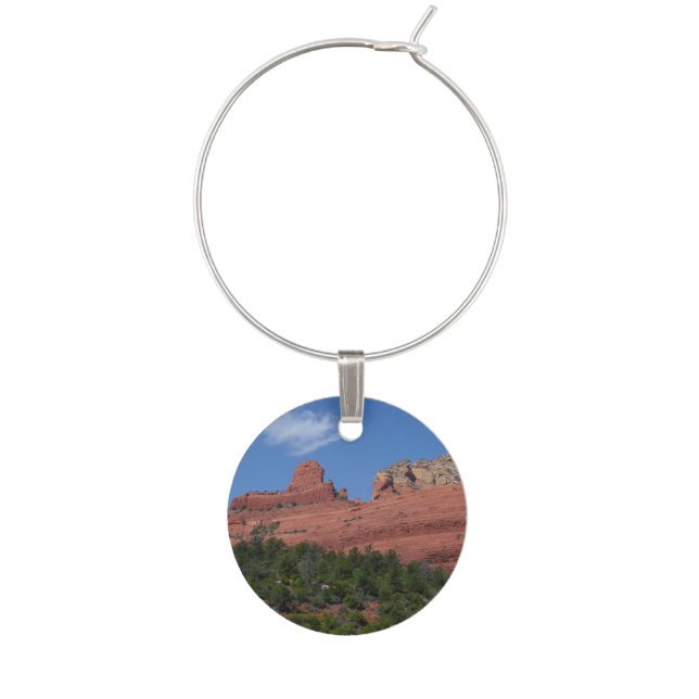 Steamboat Rock in Sedona Arizona Photography Wine Glass Charm (Front)