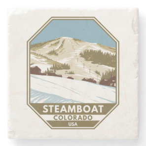 Steamboat Ski Area Winter Colorado Stone Coaster