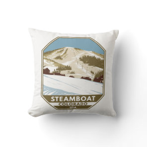 Steamboat Ski Area Winter Colorado Throw Pillow