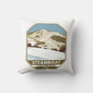 Steamboat Ski Area Winter Colorado Throw Pillow