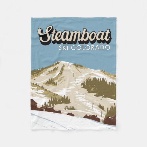 Steamboat Ski Area Winter Colorado Vintage Fleece Blanket
