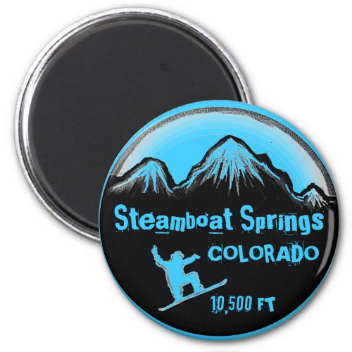 Steamboat Springs Colorado blue snowboard magnet