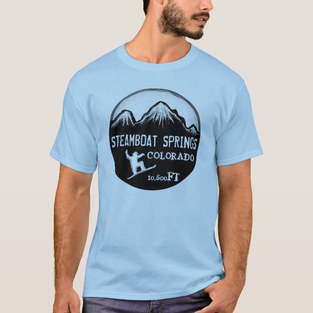 Steamboat Springs Colorado blue snowboard tee (Front)