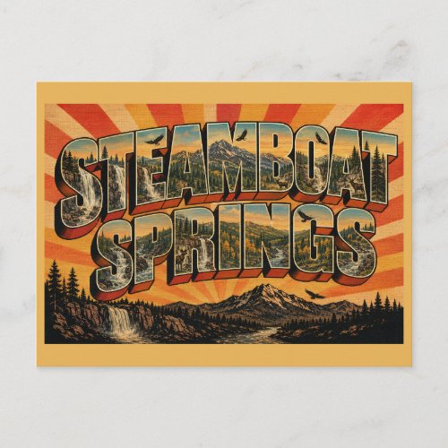 Steamboat Springs Colorado Mountain Waterfall Art Postcard