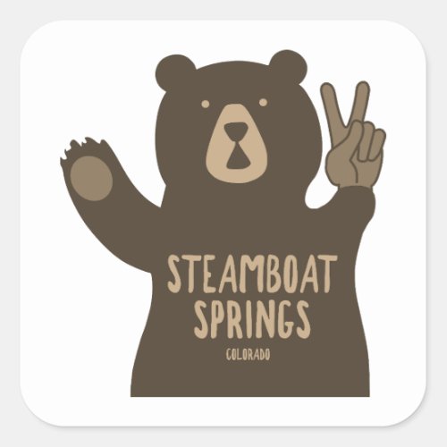 Steamboat Springs Colorado Peace Bear Square Sticker