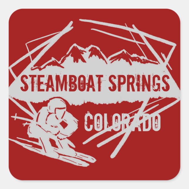 Steamboat Springs Colorado red ski stickers (Front)