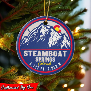 Steamboat Springs Colorado Retro Sunset Souvenirs Ceramic Ornament