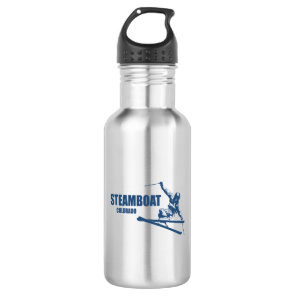 Steamboat Springs Colorado Skier Stainless Steel Water Bottle