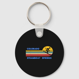 Steamboat Springs Colorado Skiing Skier Ski Vintag Keychain