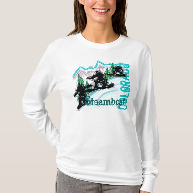 Steamboat Springs Colorado snowboard hoodie T-Shirt (Front)