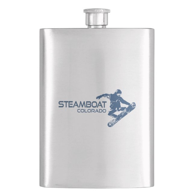 Steamboat Springs Colorado Snowboarder Flask (Front)