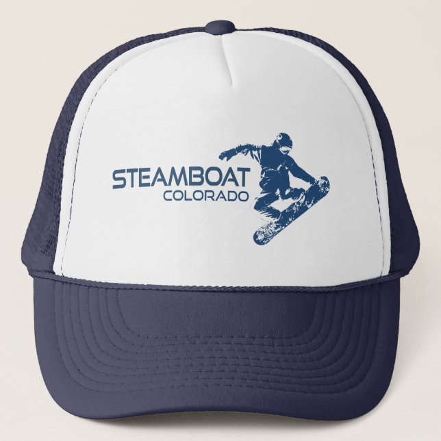 Steamboat Springs Colorado Snowboarder Trucker Hat (Front)