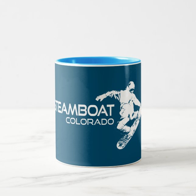 Steamboat Springs Colorado Snowboarder Two-Tone Coffee Mug (Center)