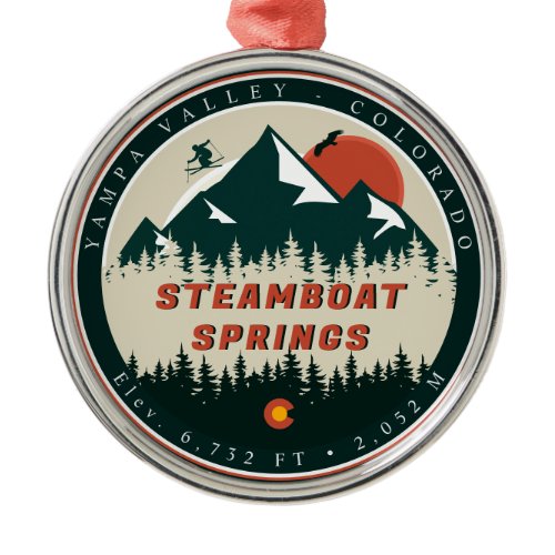 Steamboat Springs Colorado Vintage Mountain Metal Ornament