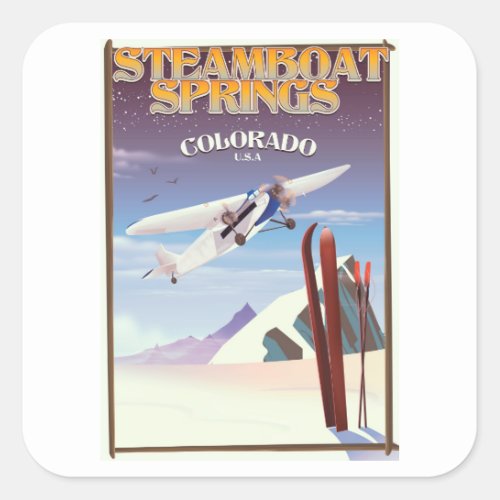 Steamboat Springs colorado vintage travel poster Square Sticker