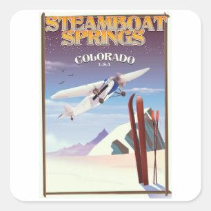Steamboat Springs colorado vintage travel poster Square Sticker