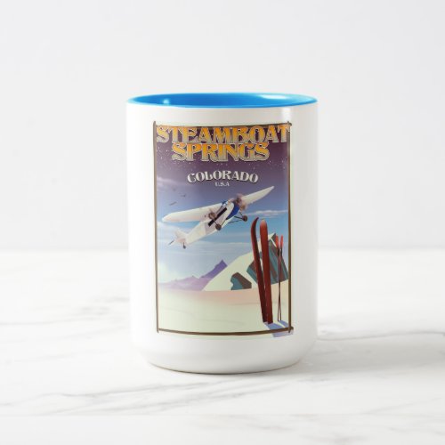 Steamboat Springs colorado vintage travel poster Two_Tone Coffee Mug