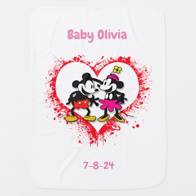 Steamboat Willie & Minnie Baby Blanket (Front)