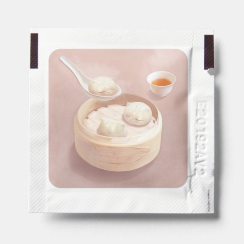 Steamed Bao Buns with Tea Hand Sanitizer Packet