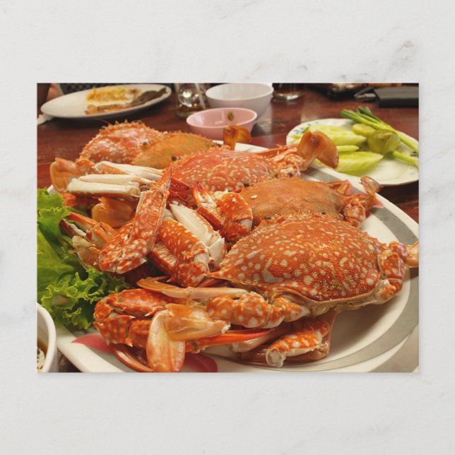 ฺฺSteamed Blue Crab Seafood Delicious Food Postcard (Front)