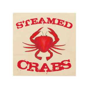 Steamed Crabs Red Maryland Seafood Kitchen Beach Wood Wall Decor
