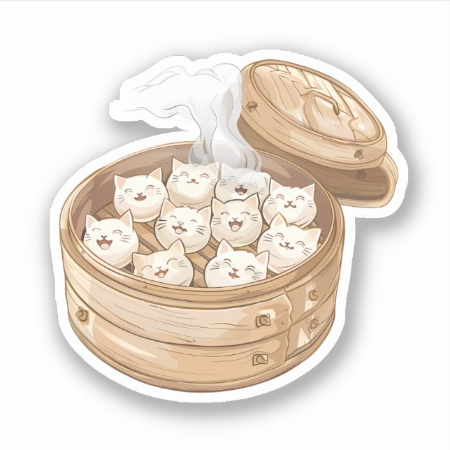 Steamer Full of Cat Dumplings Sticker (Front)