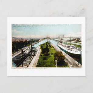 Steamer in the Locks, Sault Ste.Marie, Michigan Postcard