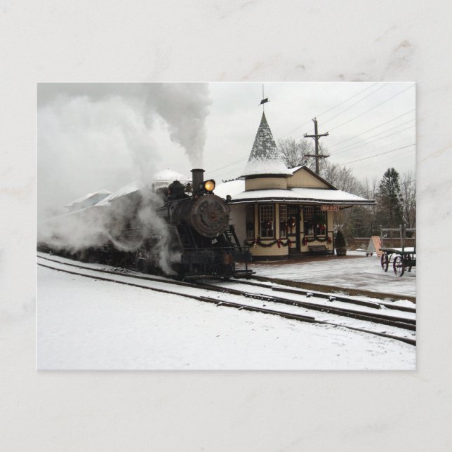 Steamer in Winter Snow Postcard (Front)