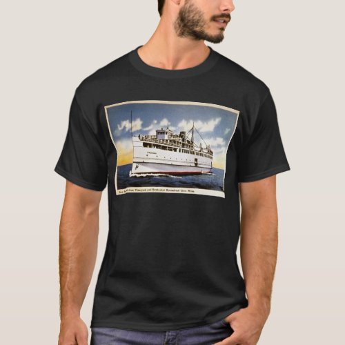 Steamer Naushon Nantucket Steamboat Line Mass T_Shirt