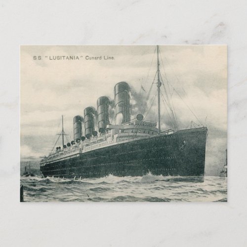 Steamer SS Lusitania Postcard