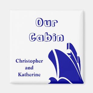 Steamer Stateroom Door Marker Blue on White Magnet