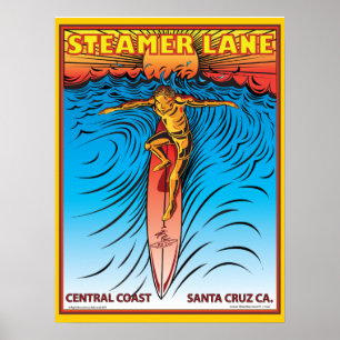 STEAMERLANE SURF SANTA CRUZ POSTER