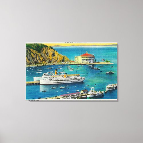 Steamers Catalina and Avalon at Pier and Casino Canvas Print