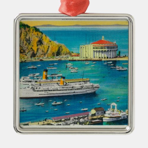 Steamers Catalina and Avalon at Pier and Casino Metal Ornament