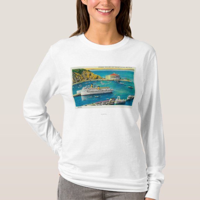 Steamers Catalina and Avalon at Pier, and Casino T-Shirt (Front)