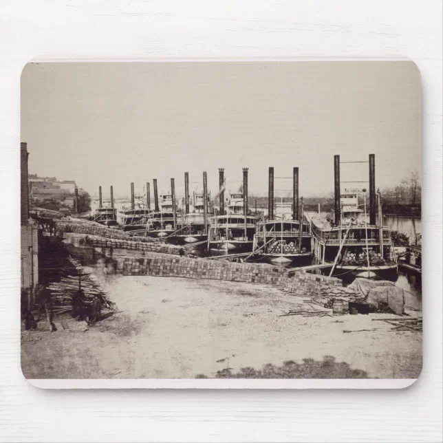 Steamers on the Mississippi (b/w photo) Mouse Pad | Zazzle