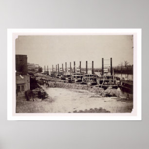 Steamers on the Mississippi (b/w photo) Poster