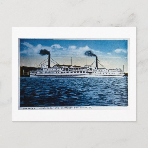 Steamers Ticonderoga and Vermont Burlington VT Postcard