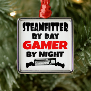Steamfitter Loves Playing Video Games Metal Ornament