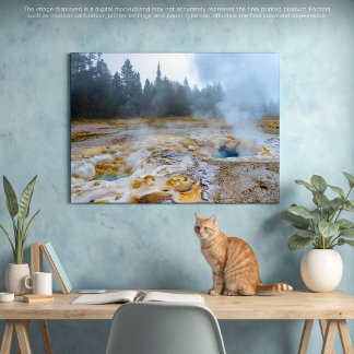 Steaming Beauty: A Yellowstone Geyser Eruption Canvas Print