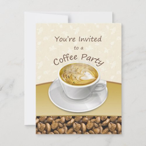 Steaming cappuccino coffee cup Party Invitation