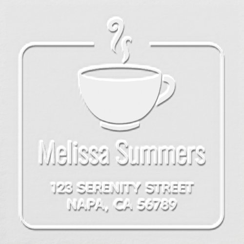 Steaming Coffee Cup Framed Address Embosser