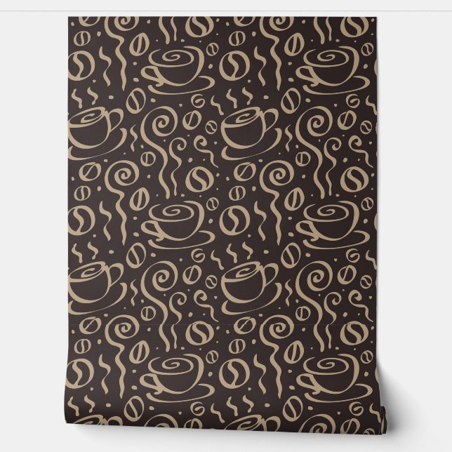 Steaming Coffee Cup Pattern Wallpaper (Unrolling)