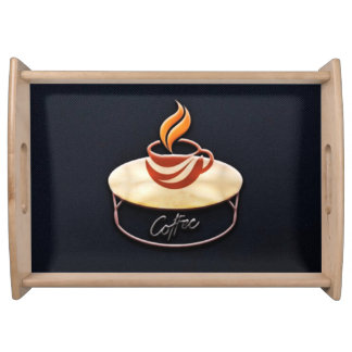 Steaming Coffee Delight Serving Tray Brown Cup