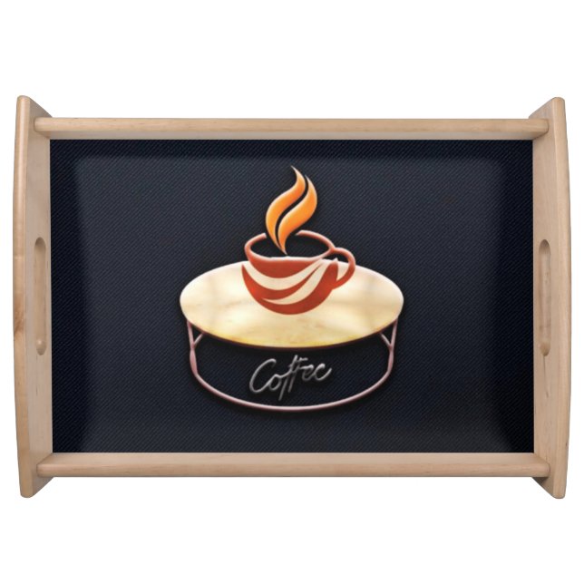 Steaming Coffee Delight Serving Tray Brown Cup (Front)