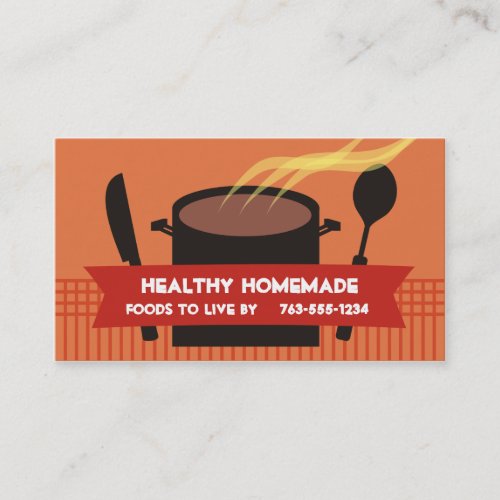 steaming cooking pot knife spoon chef business  business card